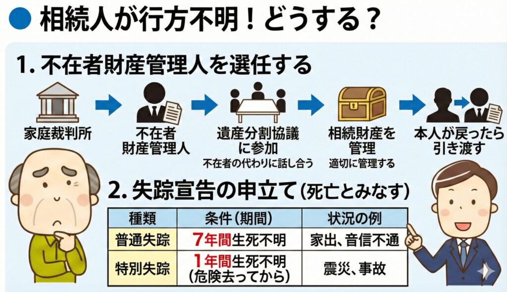 不在者財産管理人、失踪宣告